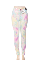 Pastel Cotton Candy Tie Dye High Rise Skinny Jeans