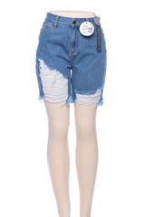 Boyfriend Fit Destroyed Bermuda Denim Shorts