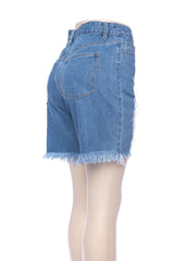 Boyfriend Fit Destroyed Bermuda Denim Shorts