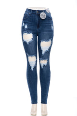 Viral Distressed Skinny Jeans - High Rise Curvy Fit Stretch