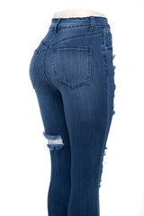 Viral Distressed Skinny Jeans - High Rise Curvy Fit Stretch