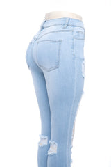 High Rise Viral Destroyed Skinny Jeans - Light Wash