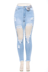High Rise Viral Destroyed Skinny Jeans - Light Wash