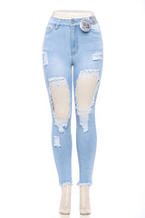 High Rise Viral Destroyed Skinny Jeans - Light Wash
