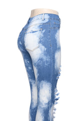 T400 Cloud Wash Destroyed High Rise Skinny Jeans