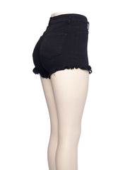 Denim Short - Black, Bling Hardware Detail