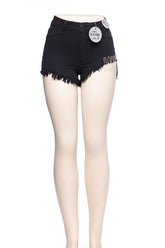 Denim Short - Black, Bling Hardware Detail