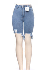 Denim Short - Light Blue, Frayed Hem