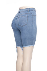 Denim Short - Light Blue, Frayed Hem