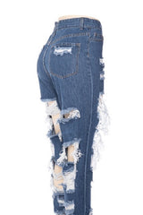 Distressed High-Rise Jeans - Vintage Blue Wash