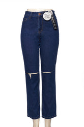 Straight-Leg Jean - Dark Indigo, Knee Rip Detail