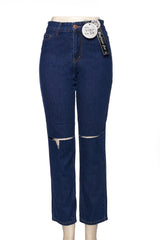 Straight-Leg Jean - Dark Indigo, Knee Rip Detail
