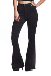Cargo Flare Pant - Black TENCEL™, Sculpted Fit