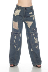 High Waisted Relax Cargo Jeans