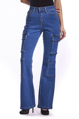 High Waisted Cargo Boot Cut Jeans