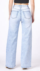 High Rise Vintage Light Wash Faded Straight Wide Leg Jeans