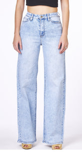 High Rise Vintage Light Wash Faded Straight Wide Leg Jeans
