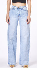 High Rise Vintage Light Wash Faded Straight Wide Leg Jeans