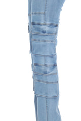 Light Blue Cargo Jeans Multi-Pocket Utility
