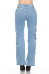 Light Blue Cargo Jeans Multi-Pocket Utility