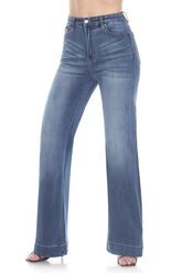 Faded Blue Wide-Leg High Waist Jeans with TENCEL