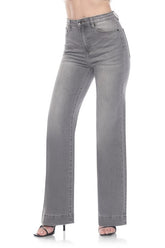 Faded Gray Wide-Leg High Waist Jeans with TENCEL