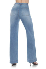 Faded Blue Wide-Leg High Waist Jeans with TENCEL