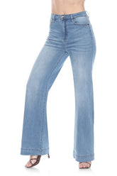 Faded Blue Wide-Leg High Waist Jeans with TENCEL