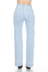 High Rise Baby Light Blue Wash Straight Leg Jeans TENCEL