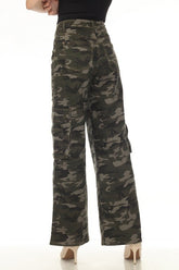 High-waisted, wide-leg Jeans Cargo Camouflage