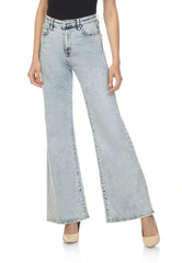 Women's Wide-Leg Light-Wash High-Rise Jeans