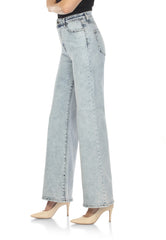 Women's Wide-Leg Light-Wash High-Rise Jeans