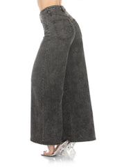 High-Waisted, Wide-Leg Denim Jeans