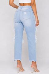 High-Rise Boyfriend Fit Distressed Light Jeans