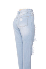 High-Rise Boyfriend Fit Ripped Jeans