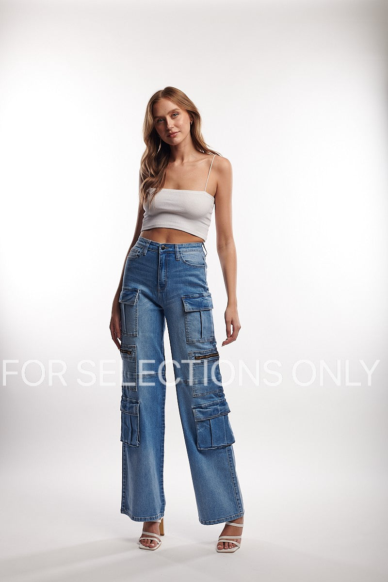 High Waisted Cargo Jeans