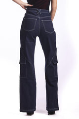 High Waisted, Cargo Straight Jeans