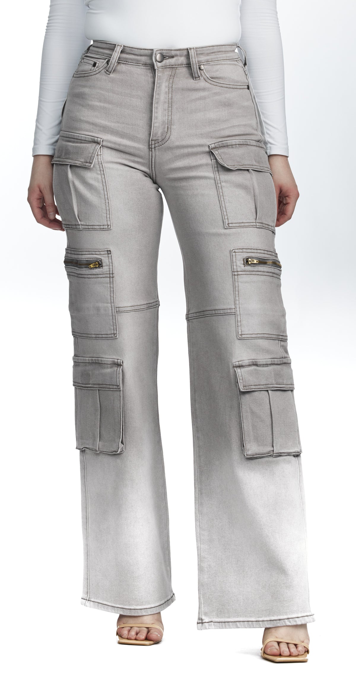 High Waisted, Cargo Jeans