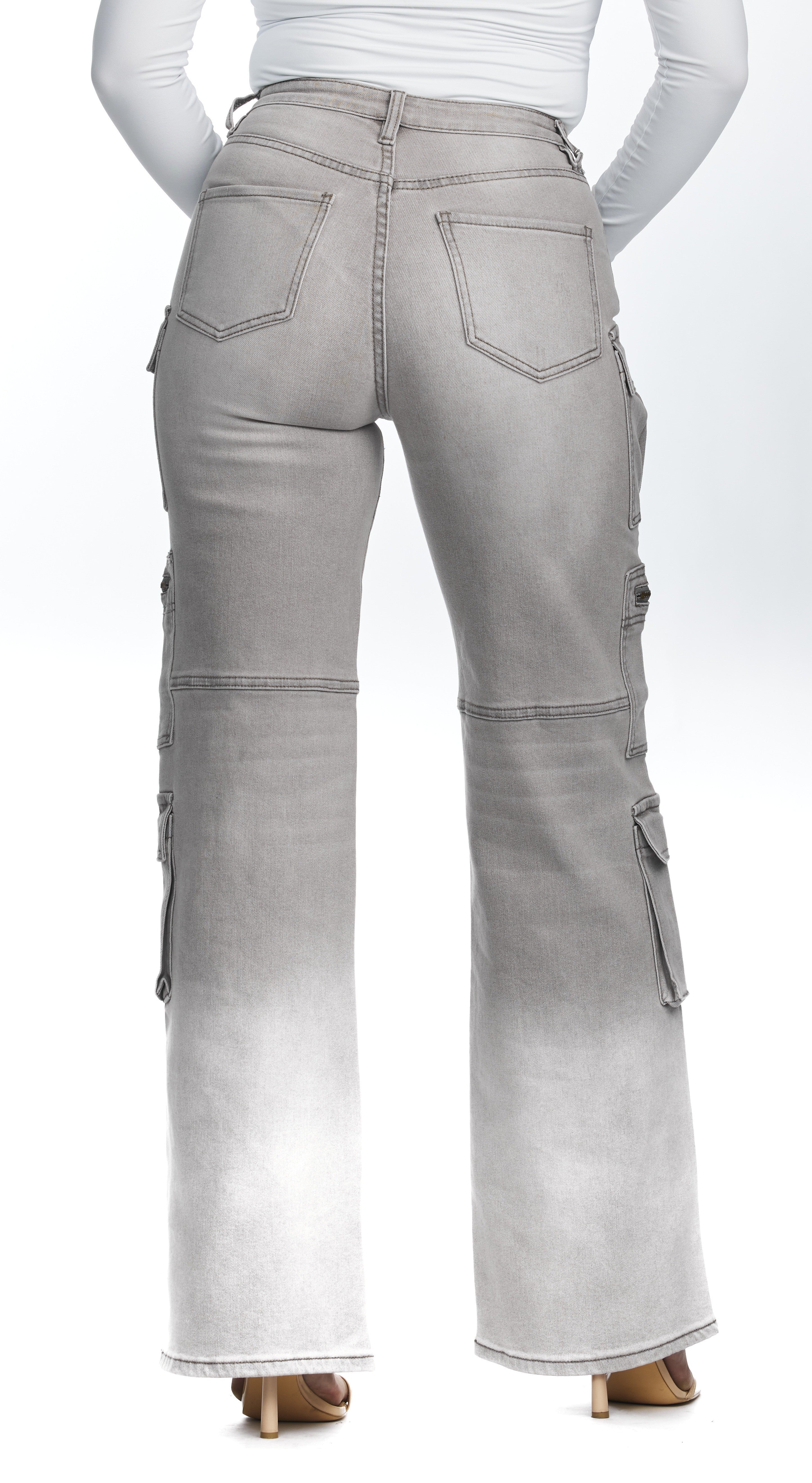 High Waisted, Cargo Jeans