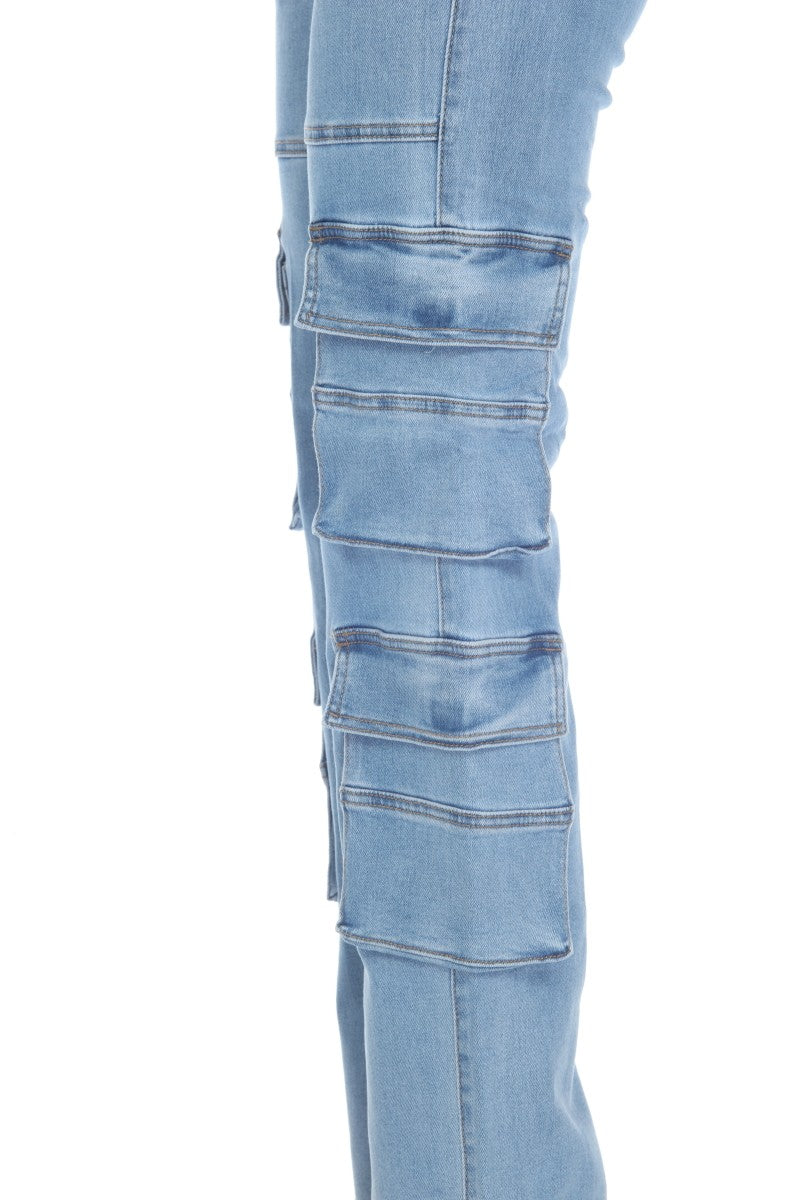 High Waisted, Cargo Jeans
