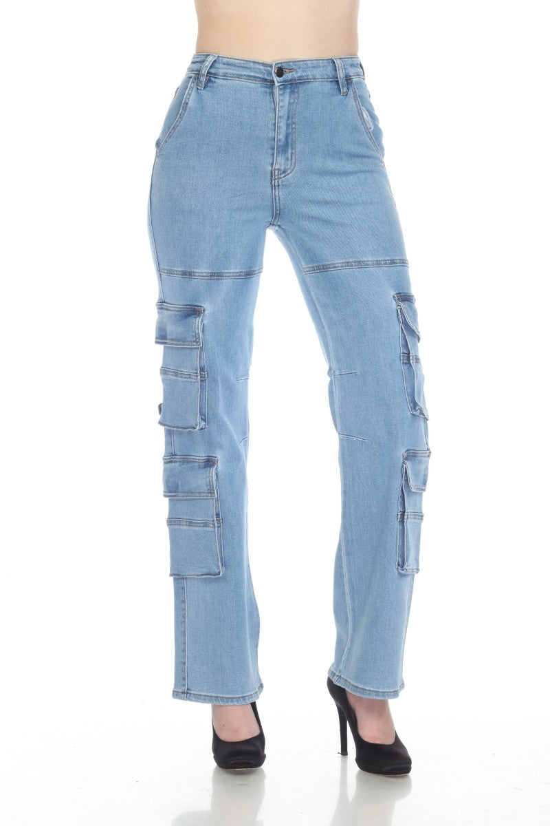 High Waisted, Cargo Jeans