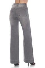 Faded Gray Wide-Leg High Waist Jeans with TENCEL