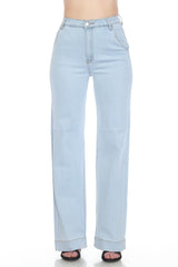High Rise Baby Light Blue Wash Straight Leg Jeans TENCEL