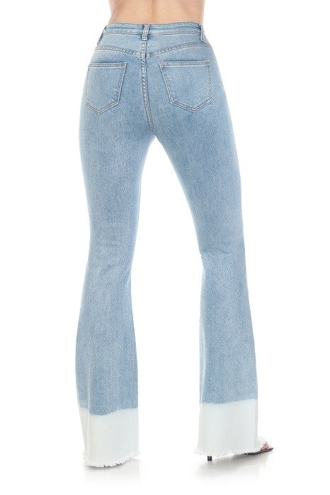 High-Rise Flare Jeans Dip Dye Cuff