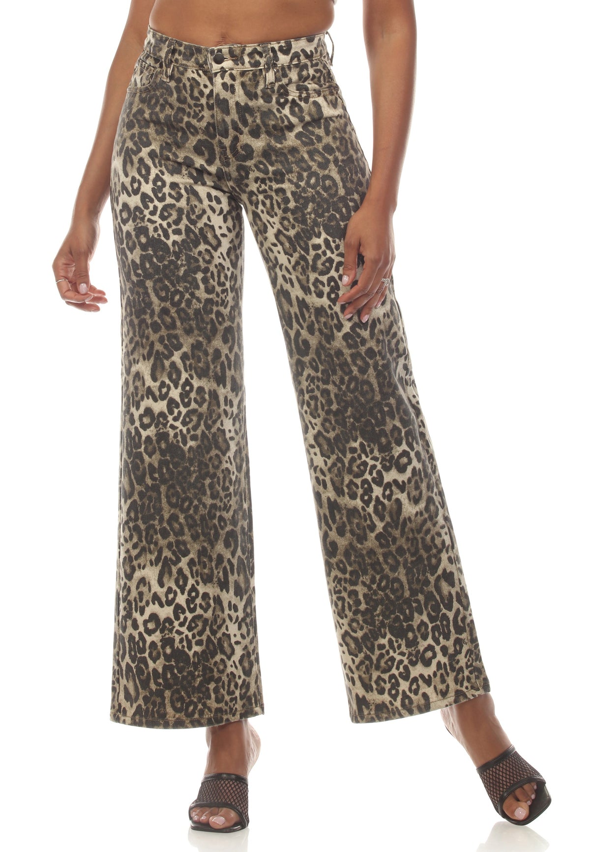Leopard Print High-Waist Wide-Leg Pants