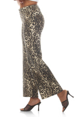 Leopard Print High-Waist Wide-Leg Pants