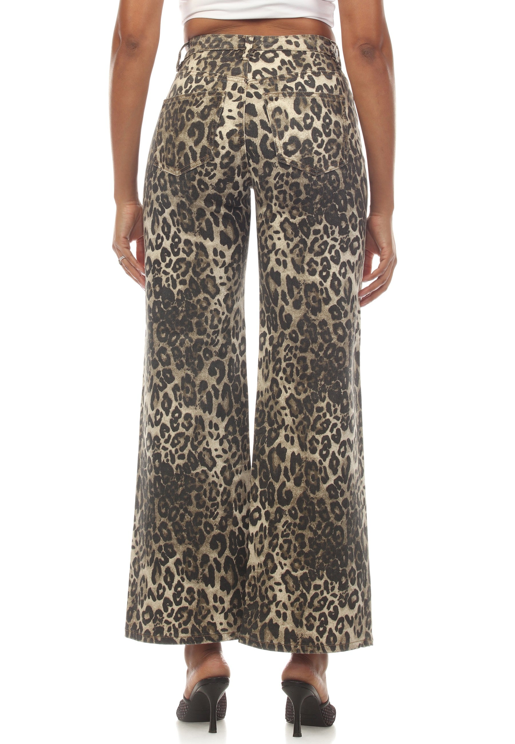 Leopard Print High-Waist Wide-Leg Pants