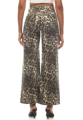 Leopard Print High-Waist Wide-Leg Pants