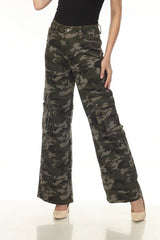 High-waisted, wide-leg Jeans Cargo Camouflage