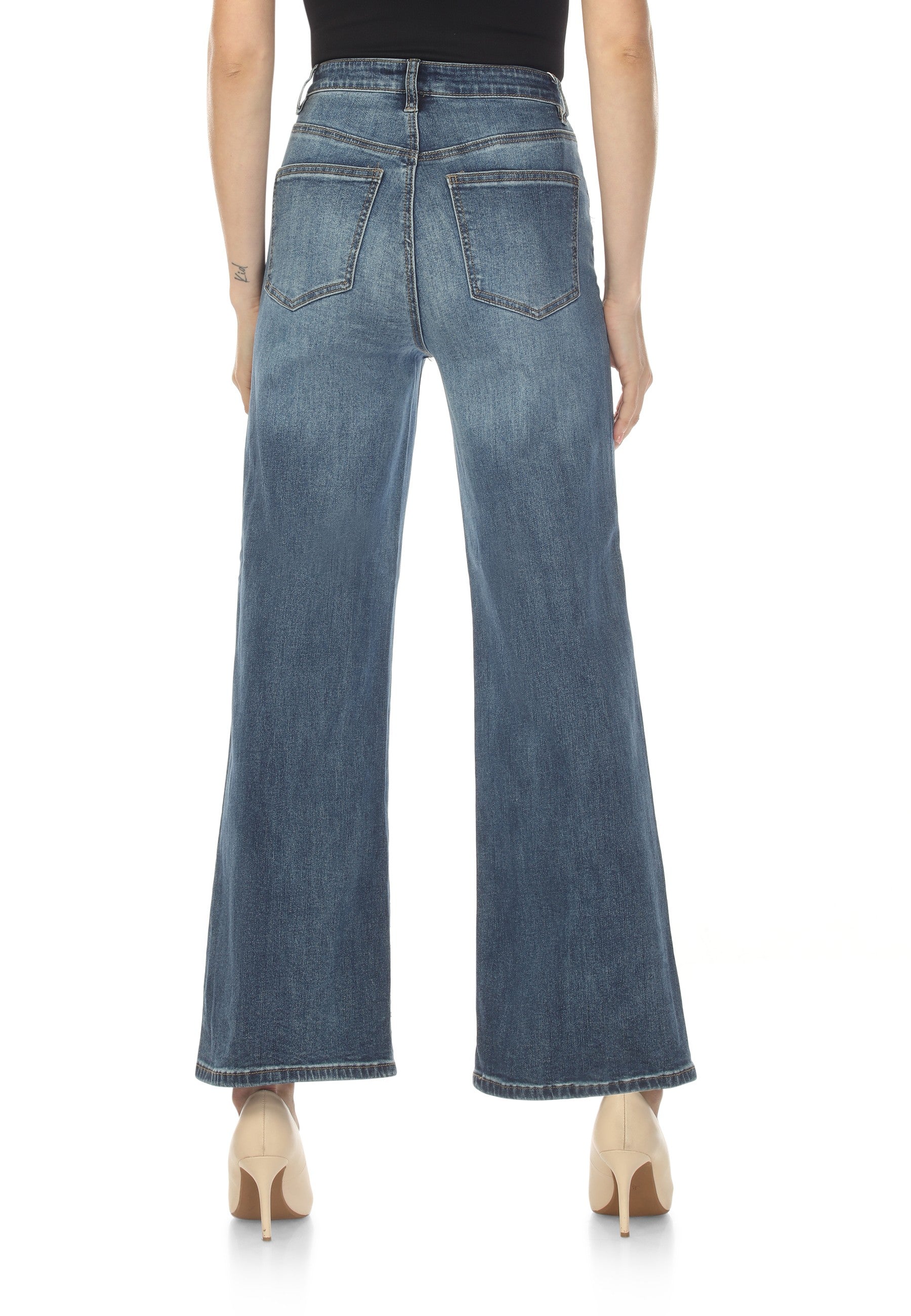 High-Rise, Wide-Leg Denim Jeans